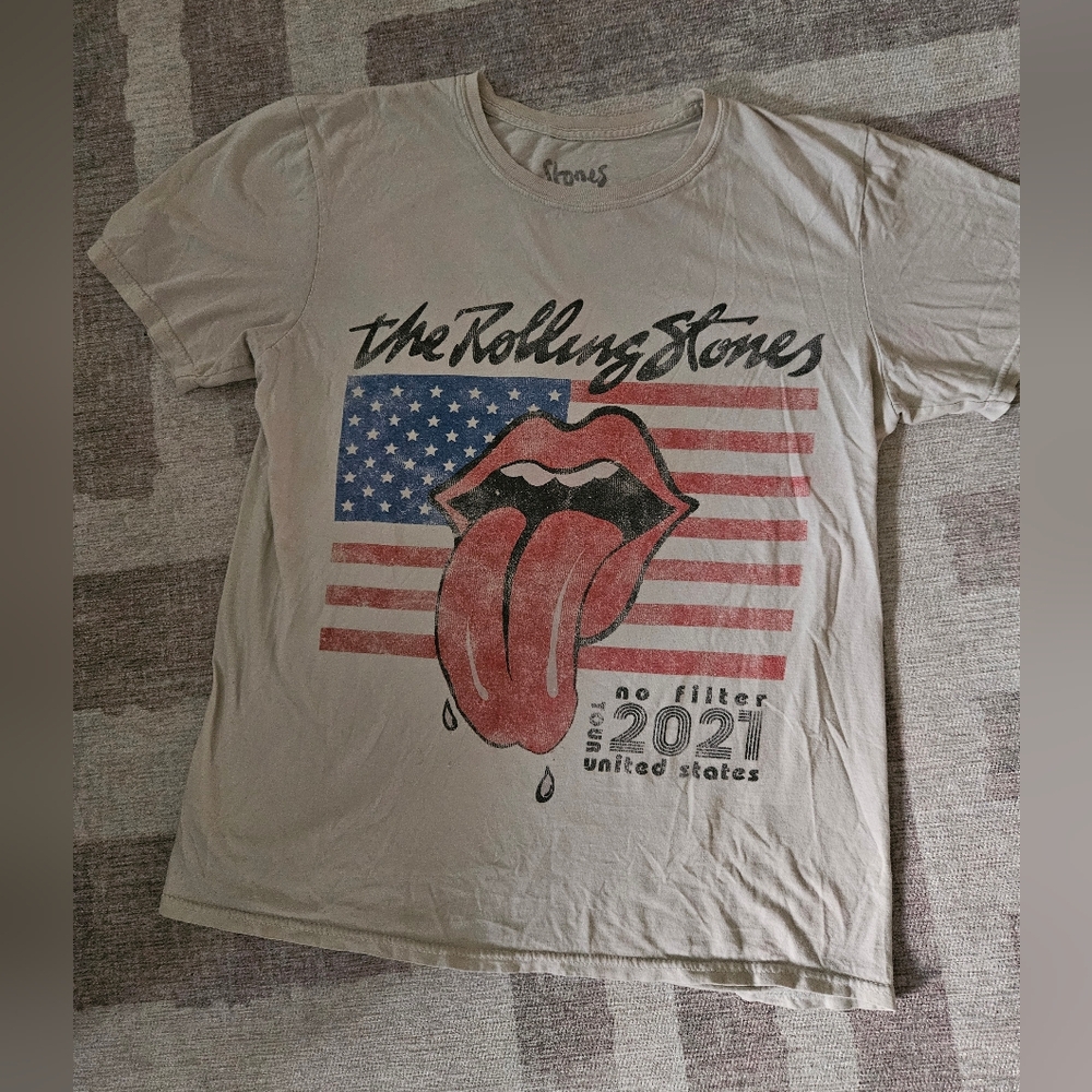 100% cotton the Rolling Stones Official Merch Tour Cream Graphic Tee